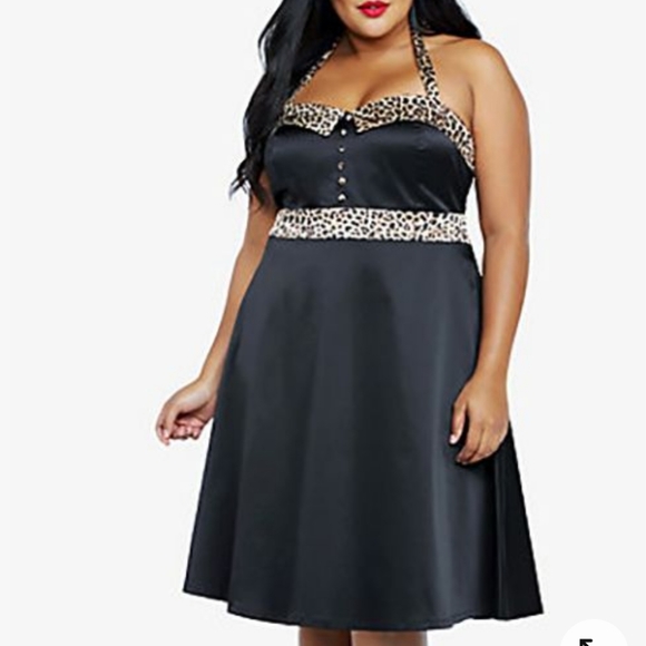 torrid Dresses & Skirts - NWT Retro Chic by Torrid Leopard Trim Halter Dress